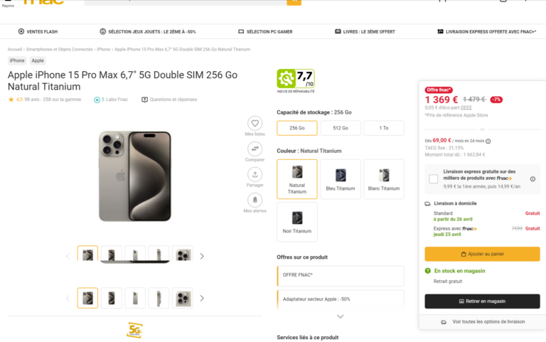 Fiche produit Fnac